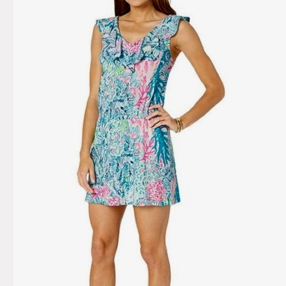Lilly Pulitzer Pants - Lilly Pulitzer Ruffled Alessa Romper Multi Sink or Swim